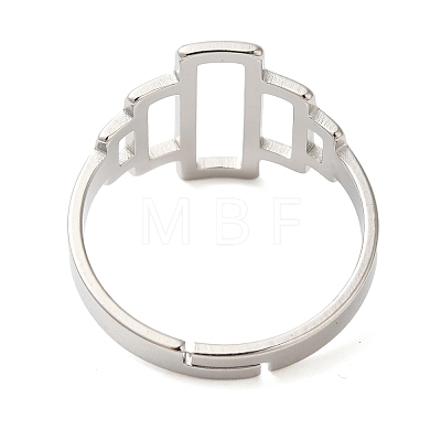 Non-Tarnish Hollow Rectangle 304 Stainless Steel Adjustable Rings for Women RJEW-N048-01P-1