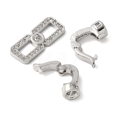 Brass Pave Clear Cubic Zirconia Fold Over Clasps KK-M320-25P-1