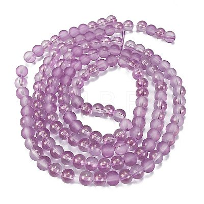 Frosted Transparent Glass Bead Strands GLAA-P065-6mm-07-1