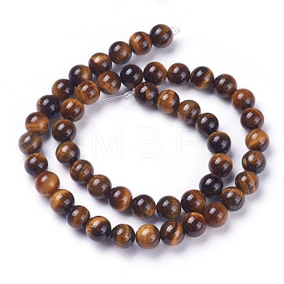 Round Tiger Eye Beads Strands X-Z0RQT012-1