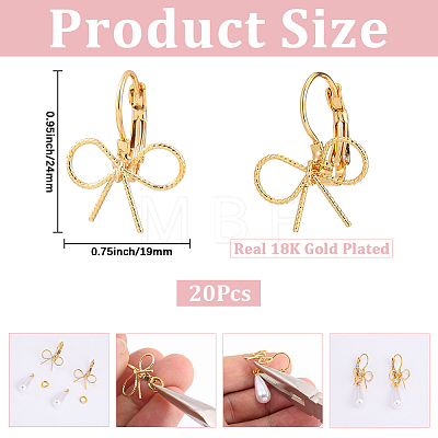 10 Pairs Bowknot Brass Leverback Earrings for Women EJEW-SC0001-91-1