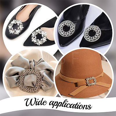   6Pcs 3 Styles Alloy Rhinestone Shoe Buckle Clips AJEW-PH0011-57-1