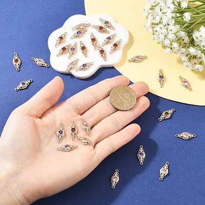 15Pcs 3 Colors Brass Micro Pave Cubic Zirconia Links Connectors KK-YW0004-29-1