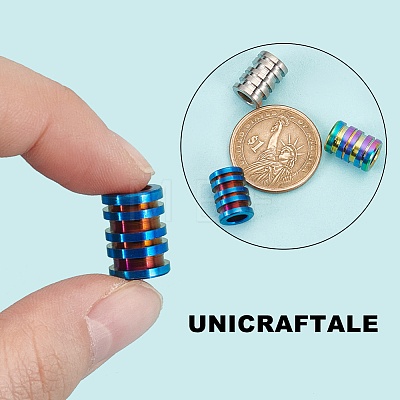 Unicraftale 3Pcs 3 Style Titanium Alloy European Beads FIND-UN0002-91-1