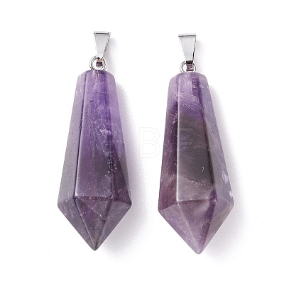 Natural Amethyst Pointed Pendants G-I314-02P-13-1