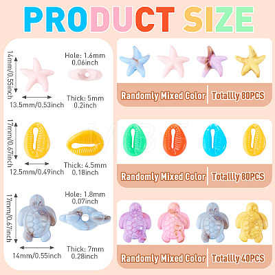 200Pcs 3 Styles Ocean Animal Opaque Acrylic Beads OACR-TA0005-04-1