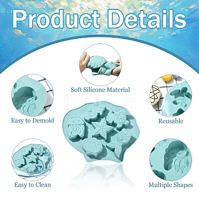 2Pcs 2 Colors Ocean Themed Baking Silicone Molds ST-CJ0043-086-1