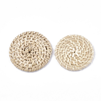 Handmade Reed Cane/Rattan Woven Beads X-WOVE-T006-030A-1