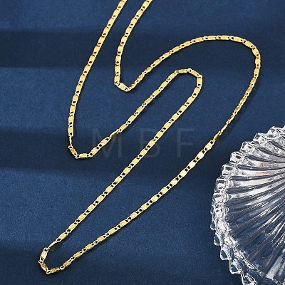 Brass Textured Oval Link Chain Necklaces NJEW-H053-01B-G01-1