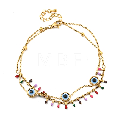 304 Stainless Steel Enamel Anklets AJEW-P125-01E-G-1