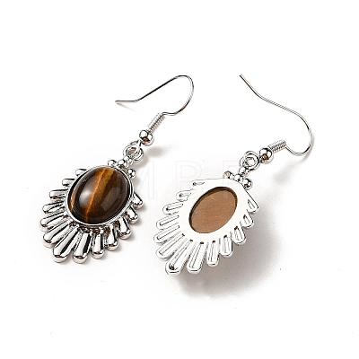 Natural Tiger Eye Teardrop Dangle Earrings EJEW-K246-01P-01-1