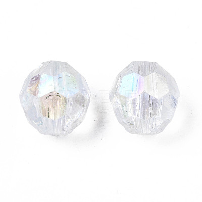 Electroplate Transparent Acrylic Beads PACR-S222-01-1