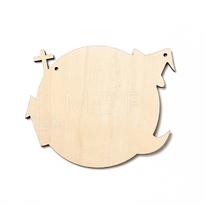 Single Face Printed Wood Big Pendants WOOD-I010-09E-1