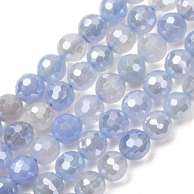 Electroplated Natural Agate Beads Strands G-B191-A07-6mm-16-1