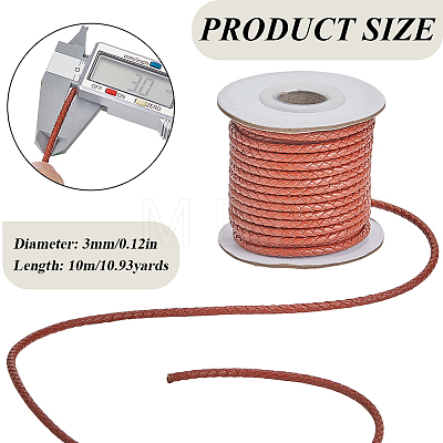 1 Roll 10M Round Braided Cowhide Cords WL-SC0001-03B-1