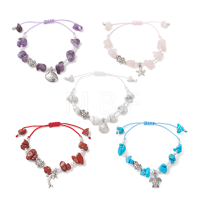 Turtle Alloy Charm Bracelets BJEW-MZ00329-1