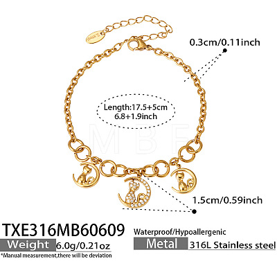 Summer Beach 316 Surgical Stainless Steel Micro Pave Clear Cubic Zirconia Charm Bracelets for Women WG13E8A-02-1