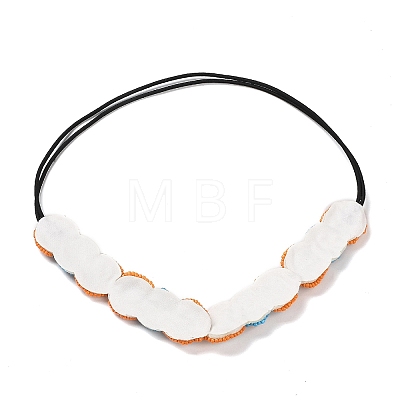 Retro Glass & Plastic Beaded Elastic Rubber Hair Headband for Women Girls OHAR-B005-01D-1