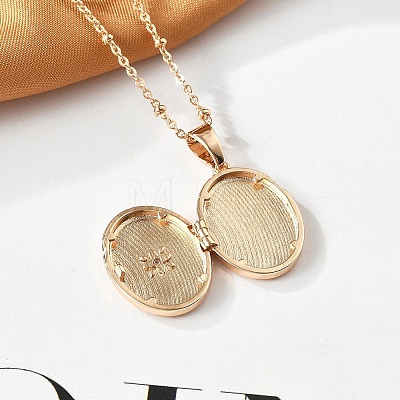 Clear Cubic Zirconia Locket Necklaces NJEW-A036-01C-1