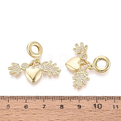 Brass Micro Pave Clear Cubic Zirconia European Dangle Charms KK-N287-33A-G-1