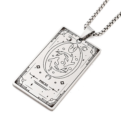 Non-Tarnish 201 Stainless Steel Rectangle with Constellation Pendant Necklaces NJEW-M223-02H-1