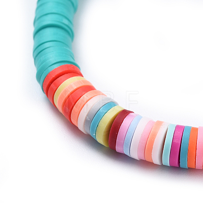 Handmade Polymer Clay Heishi Beaded Necklaces NJEW-JN02448-1