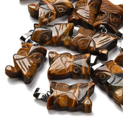 Natural Tiger Eye Pendants G-B127-09P-10-1