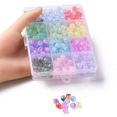396Pcs 12 Colors Transparent Crackle Acrylic Beads CACR-YW0001-06-1