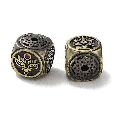 Tibetan Style Brass Micro Pave Cubic Zirconia Beads KK-M284-53AB-1