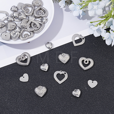 Unicraftale 36Pcs 6 Styles 304 Stainless Steel Stamping Blank Tag Charms STAS-UN0020-70P-1