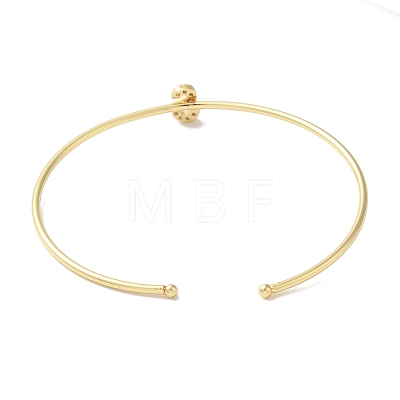 Rack Plating Brass Micro Pave Clear Cubic Zirconia Letter Open Cuff Bangles BJEW-A018-01G-S-1