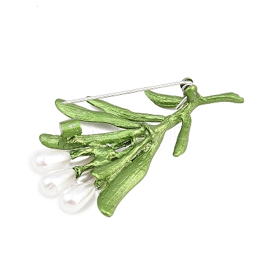 Electroplate Flower Shape Alloy & Imitation Pearl Lapel Pins for Backpack Clothes JEWB-B037-01A-1