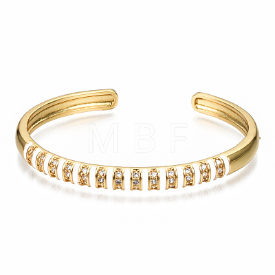 Brass Micro Pave Clear Cubic Zirconia Cuff Bangles BJEW-N302-005H-NF-1