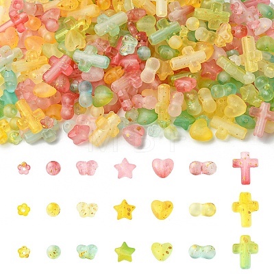 Gradient Color Transparent Acrylic Beads OACR-YW0004-61A-1