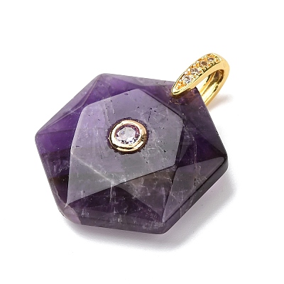 Natural Amethyst Faceted Pendants G-B188-03G-05-1