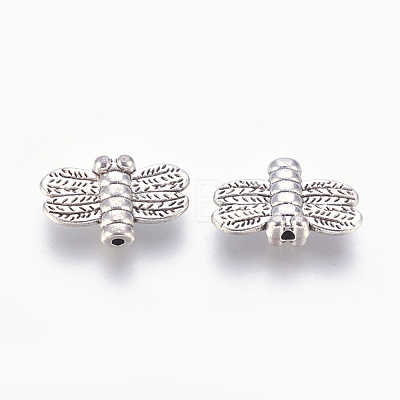 Tibetan Style Alloy Dragonfly Beads TIBEP-GC191-AS-NR-1