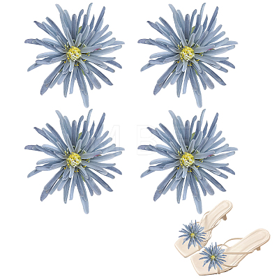 2 Pairs Flower Cloth & Plastic Shoe Buckle Clips AJEW-HY0003-42B-1