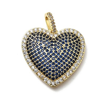 Brass Micro Pave Cubic Zirconia Pendants KK-C090-43G-02-1