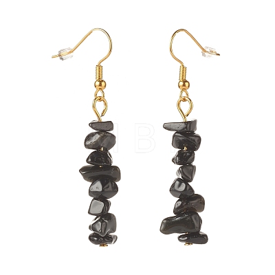 Natural Obsidian Chip Beaded Dangle Earrings EJEW-JE04788-08-1