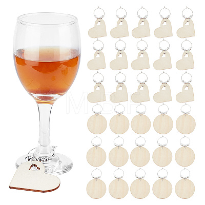 Blank Wood Wine Glass Charms AJEW-AB00046-1
