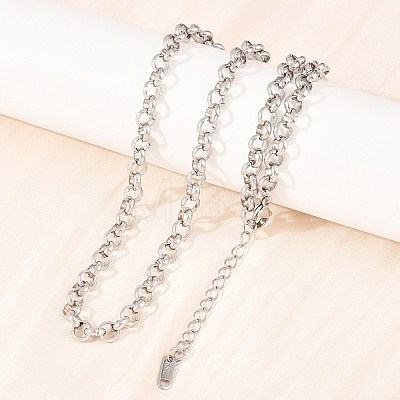 6MM 304 Stainless Steel Rolo Chain Necklaces for Men Women NJEW-H093-07C-P-1