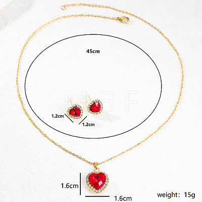 Alloy Heart Stud Earring & Pendant Necklaces MV2804-1
