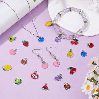78Pcs 13 Styles Mixed Fruit Alloy Enamel Charms ENAM-DC0002-31P-1