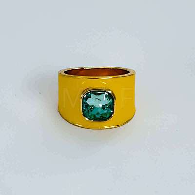 Zinc Alloy Enamel Glass Finger Rings FS-WG383A9-04-1