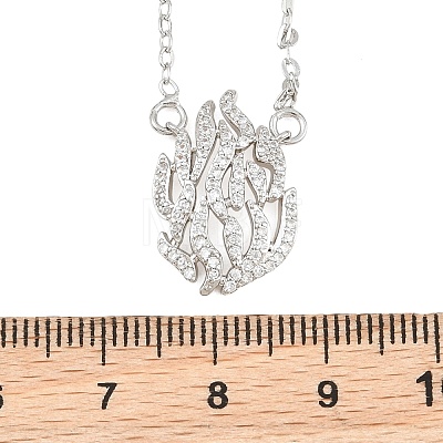 Brass Micro Pave Clear Cubic Zirconia Flame Pendant Adjustable Slider Necklaces KK-CBA4547-10P-1
