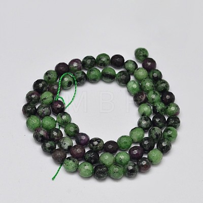 Faceted Round Natural Ruby in Zoisite Bead Strands G-F289-11-5mm-1