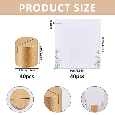 40Pcs Wood Name Card Holder DJEW-FH0011-57-1