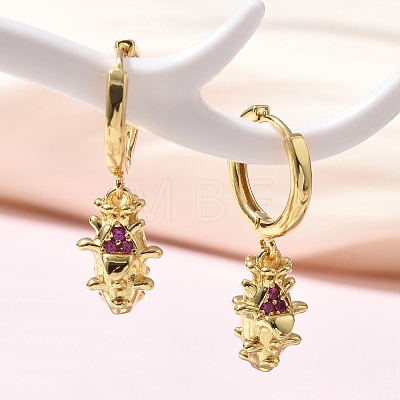 Brass Cubic Zirconia Hoop Earrings EJEW-Q015-01G-A-1