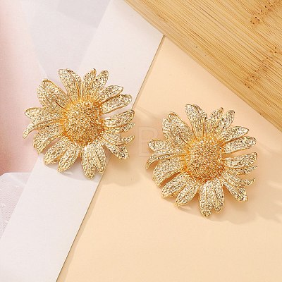 Flower Alloy Stud Earrings for Women EJEW-A112-08KCG-1