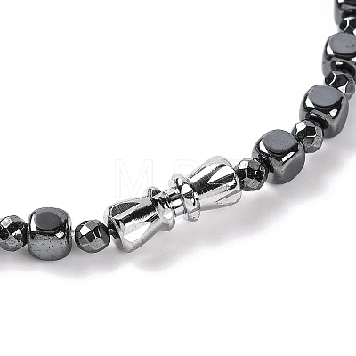 Faceted Round & Cube Synthetic Non-Magnetic Hematite Beaded Bracelets for Women BJEW-Q345-05-1